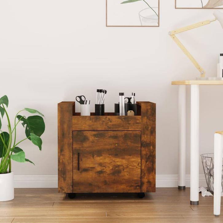 vidaXL Bureaukastje 60x45x60 cm bewerkt hout gerookt, Huis en Inrichting, Kasten | Ladekasten, Nieuw, Verzenden