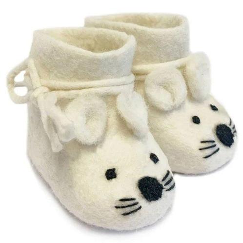 Vilten babyslofjes - muis wit NIEUW, Kinderen en Baby's, Babykleding | Schoentjes en Sokjes, Nieuw, Ophalen of Verzenden