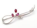 Broche - 18 karaat Witgoud Robijn - Diamant, Sieraden, Tassen en Uiterlijk, Antieke sieraden