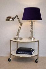 Buffet tafellamp (2) - Glas, Aluminium, Textiel, Verchroomd