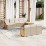 vidaXL 10-delige Loungeset met kussens poly rattan beige, Verzenden, Nieuw, Rotan, Loungeset