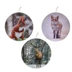 Kerst Canvas Schilderij Rond -Led licht Vos-Eekhoorn-Rendier, Huis en Inrichting, Minder dan 50 cm, Verzenden, Nieuw, Print