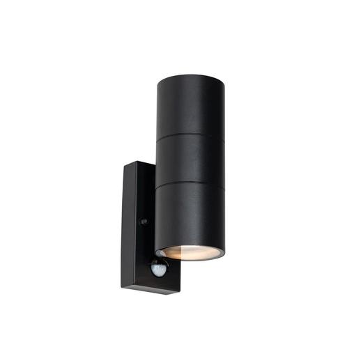 Buitenwandlamp zwart 2-lichts AR70 met bewegingssensor - Duo, Tuin en Terras, Buitenverlichting, Nieuw, Minder dan 50 watt, Overige materialen