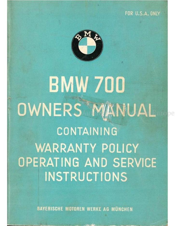 1959 BMW 700 INSTRUCTIEBOEKJE, Auto diversen, Handleidingen en Instructieboekjes