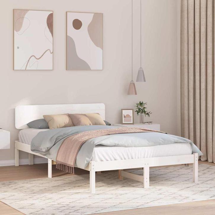 vidaXL Bedframe met hoofdeinde Wit 120 x 190 cm, Huis en Inrichting, Slaapkamer | Bedden, Nieuw, Verzenden