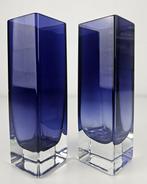 Vaas (2) - Glas - Paars-Blauwe Vaasjes, Antiek en Kunst