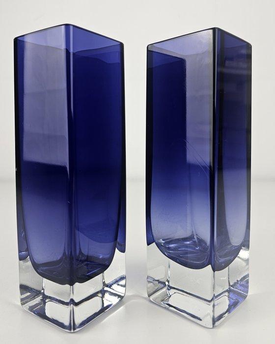 Vaas (2) - Glas - Paars-Blauwe Vaasjes, Antiek en Kunst, Curiosa en Brocante