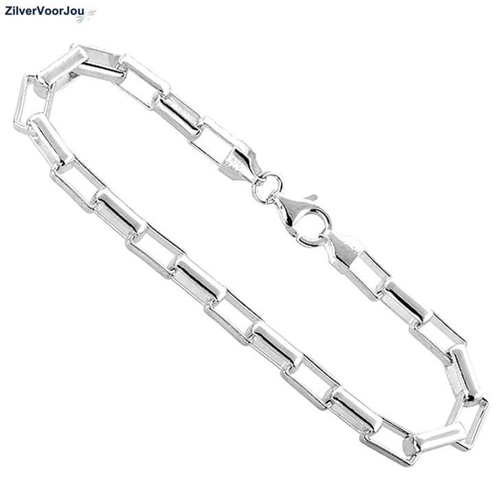 Zilveren long box schakel armband 18 cm 5 mm, Sieraden, Tassen en Uiterlijk, Armbanden, Nieuw, Verzenden