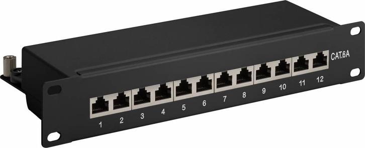 CAT 6a 10 inch patch panel 12 poorts, Computers en Software, Pc- en Netwerkkabels, Nieuw, Ophalen of Verzenden