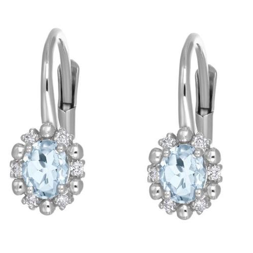 Oorbellen - 18 karaat Witgoud - 0.69ct. tw. Aquamarijn -, Sieraden, Tassen en Uiterlijk, Oorbellen