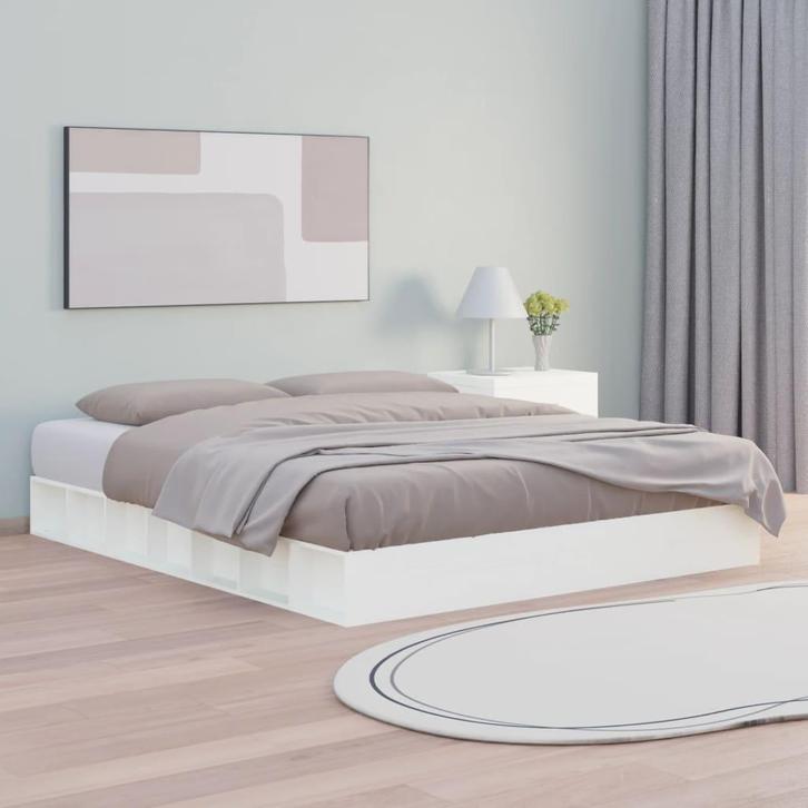 vidaXL Bedframe massief hout wit 180x200 cm, Huis en Inrichting, Slaapkamer | Bedden, 80 cm, 200 cm, Wit, Eenpersoons, Nieuw, Hout
