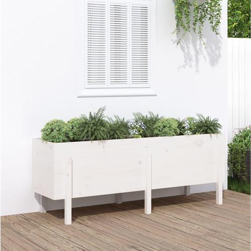 vidaXL Plantenbak verhoogd 160x50x57 cm massief grenenhout, Tuin en Terras, Bloembakken en Plantenbakken, 100 cm of meer, Nieuw