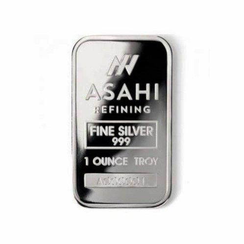 1 Troy Ounce - Zilver .999 - 1 oz ASAHI 999 Fine Silver Bar, Postzegels en Munten, Edelmetalen en Baren