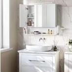 Badkamerkast met Spiegel en LED –Wandkast met Rek en Föhnhou, Huis en Inrichting, Kasten | Overige, Verzenden, Nieuw