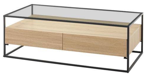 Nova Design Evora Salontafel Glas Eiken, Huis en Inrichting, Tafels | Salontafels, Ophalen of Verzenden