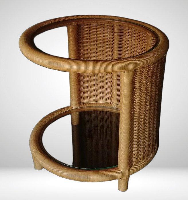 Bijzettafel - Bamboe met twee originele geharde glasbladen -, Antiek en Kunst, Curiosa en Brocante