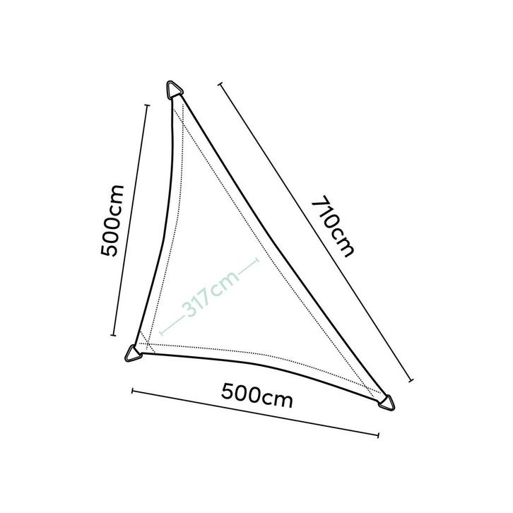 Platinum Schaduwdoek Driehoek 90° Grijs 710 cm, Tuin en Terras, Overkappingen