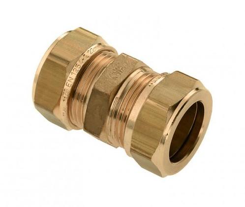 BONFIX Knel messing rechte koppeling 18 x 18 mm, Doe-het-zelf en Verbouw, Buizen en Afvoer, Ophalen of Verzenden