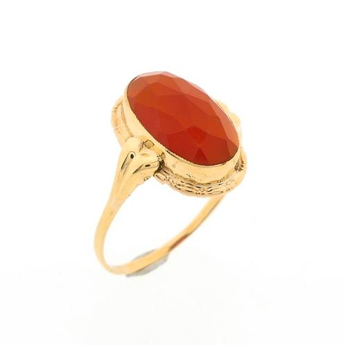 Gouden ring met carneool | Vintage (klassiek), Sieraden, Tassen en Uiterlijk, Ringen, Dame, Met edelsteen, Overige kleuren, 19 tot 20