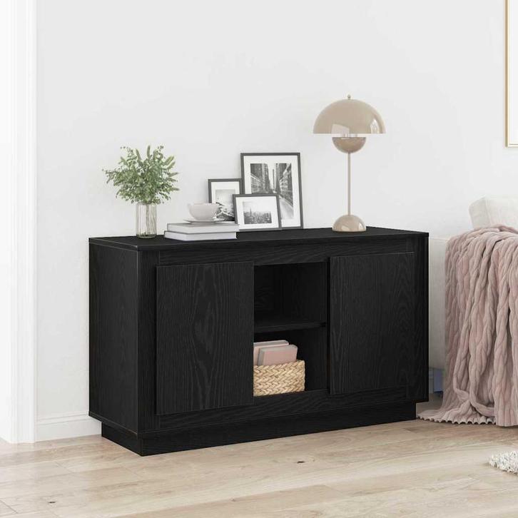 vidaXL Dressoir Zwart Eiken 102 x 35 x 60 cm Bewerkt hout, Huis en Inrichting, Kasten | Dressoirs, Nieuw, Minder dan 50 cm, Overige houtsoorten
