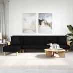 vidaXL Slaapbank L-vormig 279x140x70 cm fluweel zwart, Verzenden, Nieuw, Stof, Minder dan 150 cm