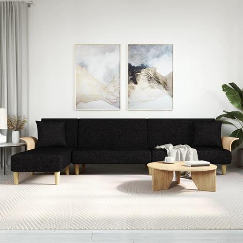 vidaXL Slaapbank L-vormig 279x140x70 cm fluweel zwart, Huis en Inrichting, Banken | Bankstellen, Nieuw, Minder dan 150 cm, Stof