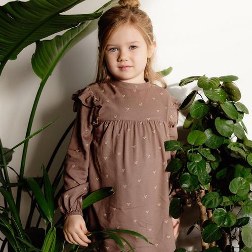 Jurk Gaby (brown dust flower), Kinderen en Baby's, Kinderkleding | Maat 98, Meisje, Nieuw, Jurk of Rok, Verzenden