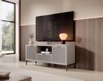 TV-Meubel beige 135x41x55 zwart metalen pootjes, Huis en Inrichting, Kasten | Televisiemeubels, Overige materialen, 100 tot 150 cm