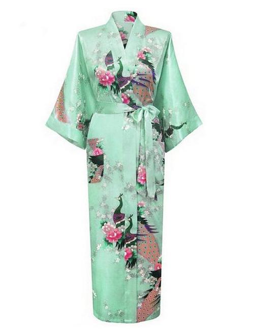 KIMU® Kimono Mintgroen Satijn XS-S Ochtendjas Yukata Mint Ka, Kleding | Dames, Carnavalskleding en Feestkleding, Nieuw, Maat 34 (XS) of kleiner
