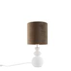 Design tafellamp wit velours kap taupe met goud 25 cm -, Huis en Inrichting, Lampen | Tafellampen, Nieuw, Design, 50 tot 75 cm