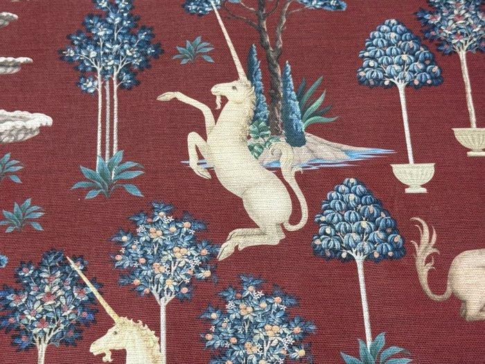 Il Giardino delle Chimere – Katoenen stof met eenhoorns en, Antiek en Kunst, Antiek | Kleden en Textiel