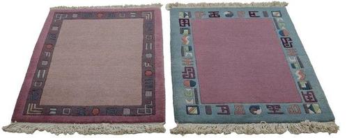 Nepal - Vloerkleed - 90 cm - 60 cm - 2x, Huis en Inrichting, Stoffering | Tapijten en Kleden