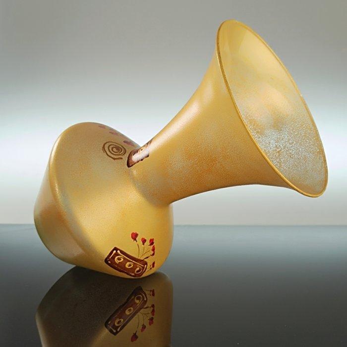 Vaas - Emaille, Glas - Met de hand geschilderde vaas, Antiek en Kunst, Antiek | Glas en Kristal