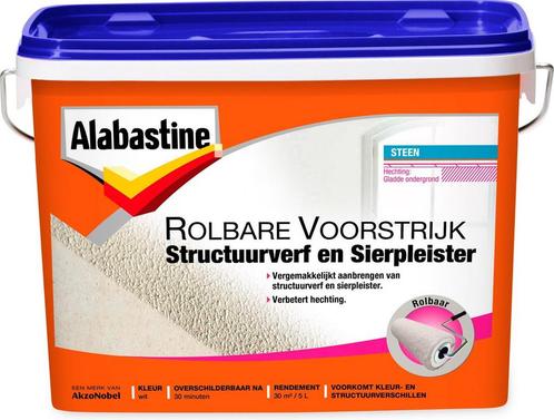Alabastine Rolbare Voorstrijk Voor Structuurverf & Sierpl..., Doe-het-zelf en Verbouw, Verf, Beits en Lak, Verf, Wit, Nieuw, 5 tot 10 liter