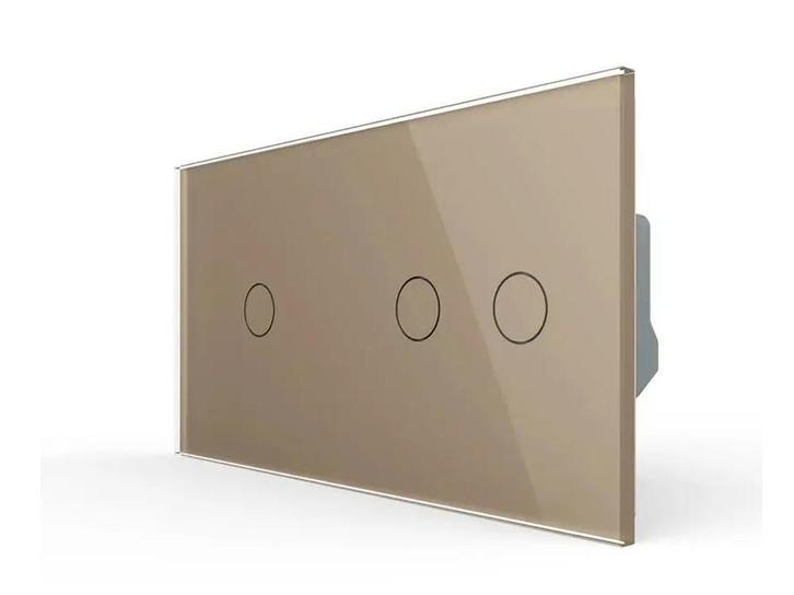 Slimme Lichtschakelaar Livolo 1+2 | Wissel | Goud Glas, Doe-het-zelf en Verbouw, Elektra en Kabels, Schakelaar, Nieuw, Ophalen of Verzenden