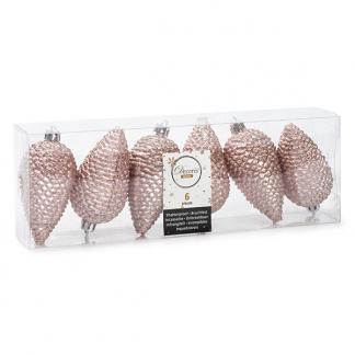 Dennenappel kerst ornament | Decoris | 6 stuks (Roze), Diversen, Kerst, Nieuw, Verzenden