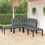 vidaXL 5-delige Loungeset poly rattan zwart en grijs, Tuin en Terras, 5 zitplaatsen, Verzenden, Nieuw, Loungeset