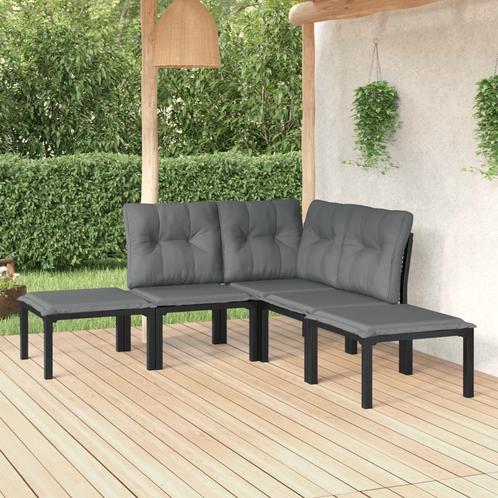 vidaXL 5-delige Loungeset poly rattan zwart en grijs, Tuin en Terras, Tuinsets en Loungesets, Loungeset, Nieuw, 5 zitplaatsen