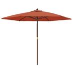 Houten Parasol Terracotta - Retourdeal - Voor de Zomer!, Ophalen of Verzenden, Nieuw, 2 tot 3 meter, Stokparasol