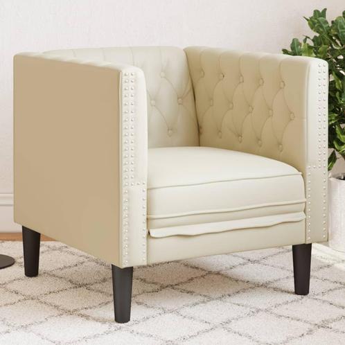 vidaXL Fauteuil Chesterfield-stijl kunstleer crèmekleurig, Huis en Inrichting, Banken | Bankstellen, Nieuw, Leer, Eenpersoons