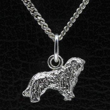 Zilveren Bearded collie ketting hanger -  klein, Sieraden, Tassen en Uiterlijk, Kettinghangers, Verzenden