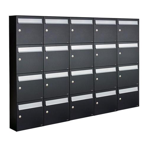 Brievenbusunit Flow set wand 5-breed, 4-hoog - zwart, Tuin en Terras, Brievenbussen, Nieuw, Verzenden