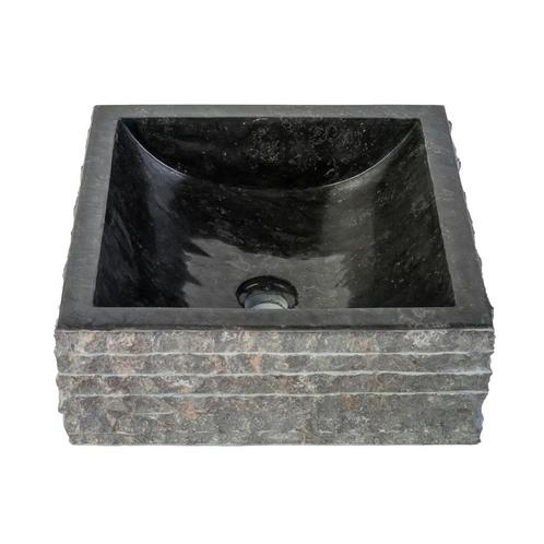 Waskom BWS Stone Vierkant 40x40x15 cm Natuursteen Zwart, Doe-het-zelf en Verbouw, Sanitair, Ophalen of Verzenden