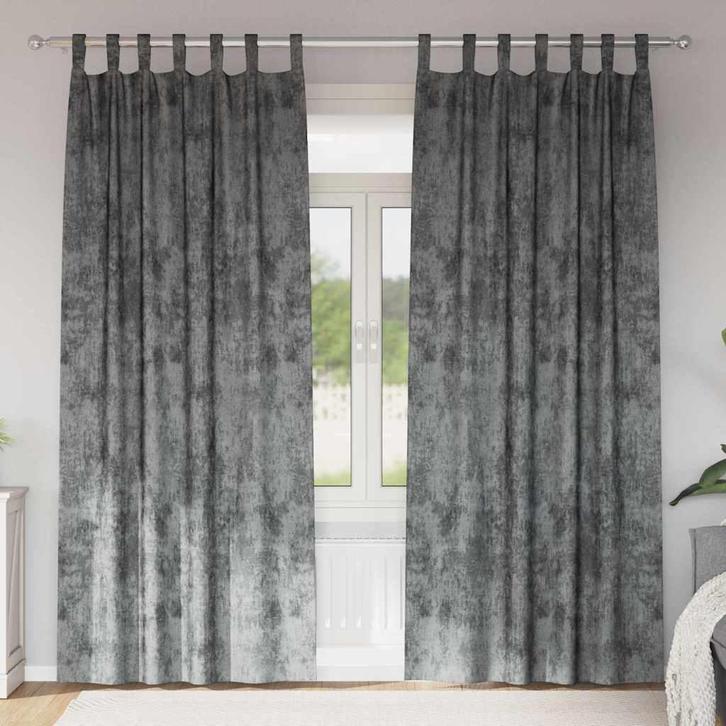 vidaXL Gordijn met gordijnen 2 pcs Grijs 260 x 140 cm, Huis en Inrichting, Stoffering | Gordijnen en Lamellen, Grijs, Nieuw, Verzenden