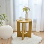 Bijzettafel Kysdajore rond 50x40 cm mosterdgeel [en.casa], Verzenden, Nieuw