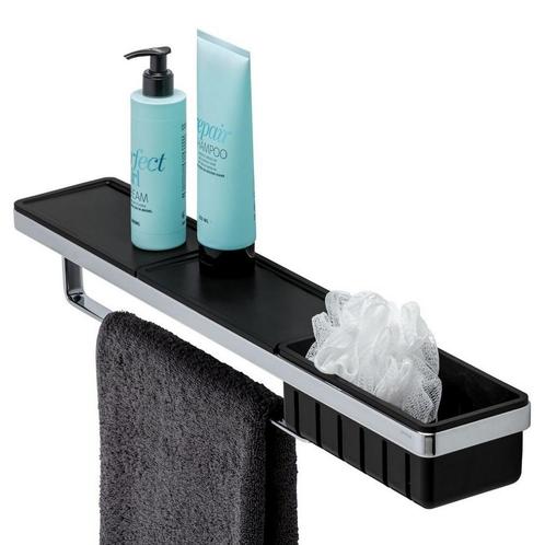 Planchet met Handdoekrek en Douchemand Geesa Frame Zwart, Doe-het-zelf en Verbouw, Sanitair, Bad, Nieuw, Chroom, Ophalen of Verzenden