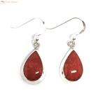 Zilveren druppel oorbellen koraal rood, Sieraden, Tassen en Uiterlijk, Oorbellen, Verzenden, Nieuw, Zilver