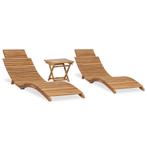 vidaXL 3-delige Loungeset inklapbaar massief teakhout, Tuin en Terras, Ligbedden, Verzenden, Nieuw