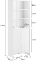 2dekans | SoBuy Hoge Kast - BZR155-W - MDF - Tot 42 kg. -, Huis en Inrichting, Woonaccessoires | Spiegels, Ophalen of Verzenden