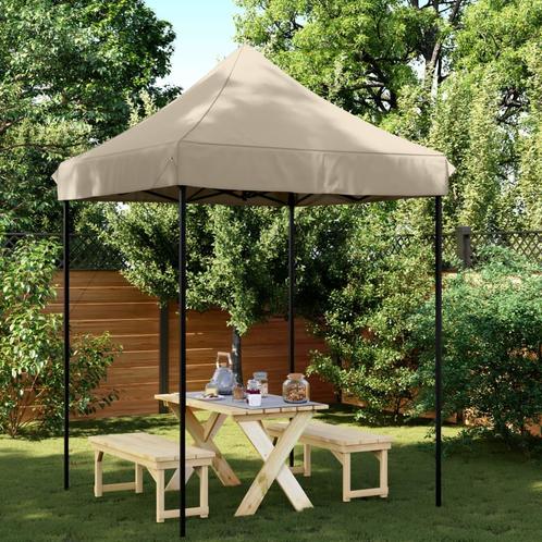 Partytent inklapbaar pop-up 200x200x306 cm taupe (Overige), Huis en Inrichting, Overige Huis en Inrichting, Nieuw, Verzenden